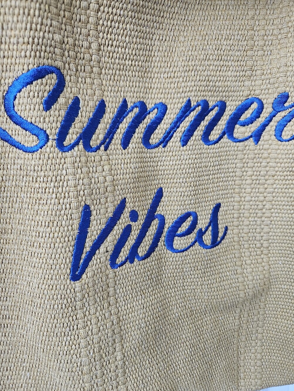 NWOT Summer Vibes Woven Fringe Beach Tote Straw Look Canvas Shoulder Bag | Boho - Picture 2 of 8